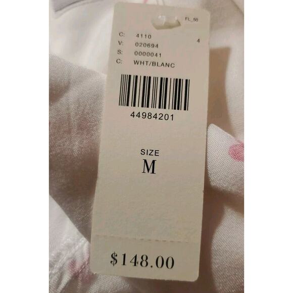 Anthropologie Rails M White Button Down Long Sleeve Pink Hearts Waist Tie Shirt - Picture 13 of 15